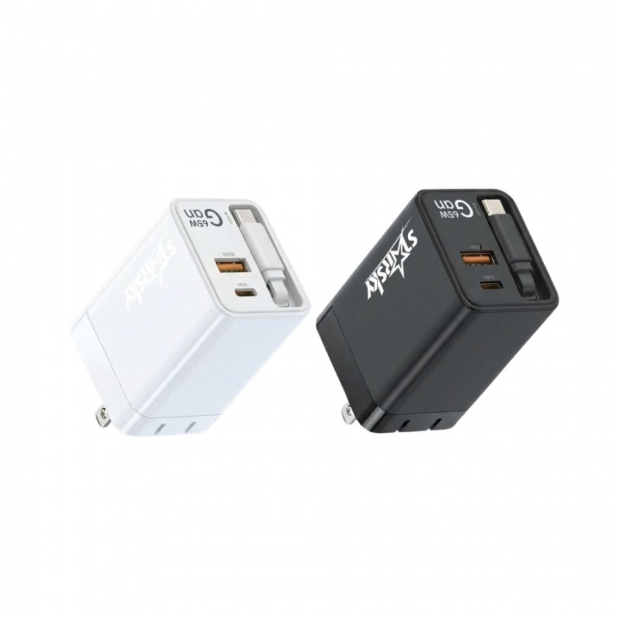 STARSKY 65W GaN 氮化鎵 2.0｜自帶伸縮快充線電源供應器
